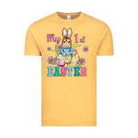 Vintage Mustard my first easter with baby bunny and eggs Vintage Tee - AdoDesignShop