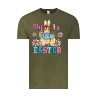 Vintage Olive my first easter with baby bunny and eggs Vintage Tee - AdoDesignShop