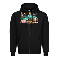 Black Farm Animals Truck Zipper Hoodie - BundleAndBundleShop