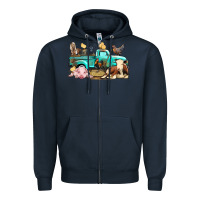 Navy Farm Animals Truck Zipper Hoodie - BundleAndBundleShop