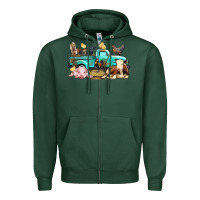 Sports Green Farm Animals Truck Zipper Hoodie - BundleAndBundleShop