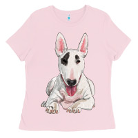Bubblegum Pink bull terrier Ladies Tee - RanaPortraitStore