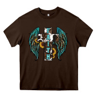 Chocolate Brown western wings cross Heavy Core Tee - RanaPortraitStore