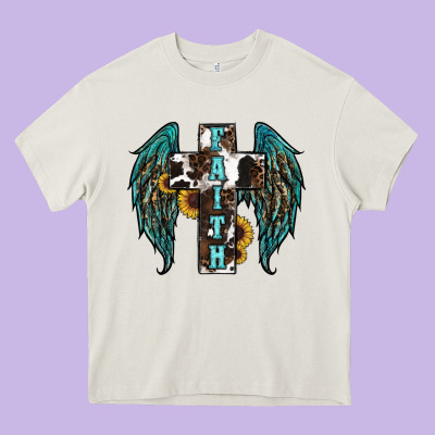 Western Wings Cross Heavy Core Tee Designed By Ranaportraitstore