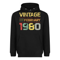 Born In 1980 Vintage February Heavyweight Hoodie | Teevron