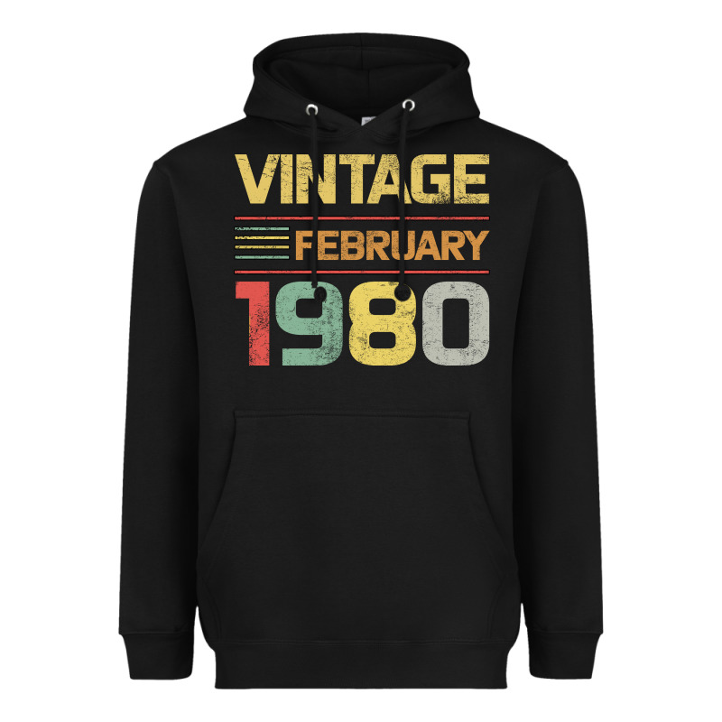 Born In 1980 Vintage February Heavyweight Hoodie by Bettercallsaul | Teevron