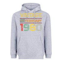 Heather Grey Born in 1980 Vintage February Heavyweight Hoodie - Bettercallsaul