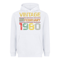 White Born in 1980 Vintage February Heavyweight Hoodie - Bettercallsaul