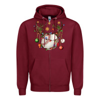 Burgundy Baseball Horn Christmas Zipper Hoodie - BundleAndBundleShop