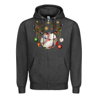 Charcoal Heather Baseball Horn Christmas Zipper Hoodie - BundleAndBundleShop