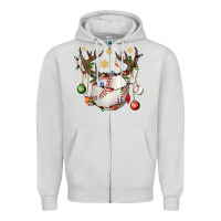 Dove Grey Baseball Horn Christmas Zipper Hoodie - BundleAndBundleShop
