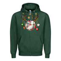 Sports Green Baseball Horn Christmas Zipper Hoodie - BundleAndBundleShop