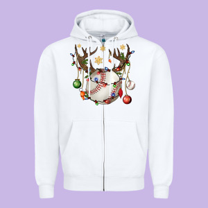 Baseball Horn Christmas Zipper Hoodie Designed By Bundleandbundleshop
