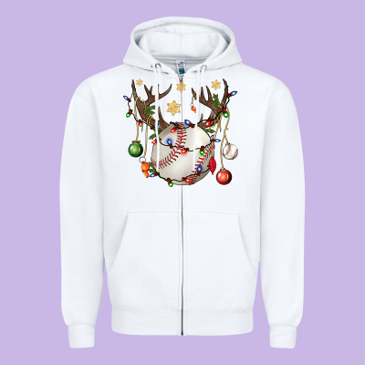 Baseball Horn Christmas Zipper Hoodie Designed By Bundleandbundleshop