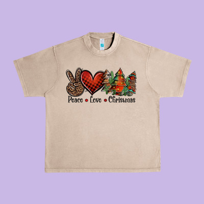 Peace Love Western Christmas Trees Urban Heavy Tee Designed By Jasminsmagicworld