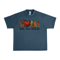 Midnight Navy Peace love western christmas trees Urban Heavy Tee - Jasminsmagicworld