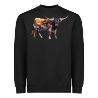 Black Texas Longhorn Bull Heavyweight Sweatshirt - LillyAllenDesigns