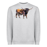 Heather Grey Texas Longhorn Bull Heavyweight Sweatshirt - LillyAllenDesigns