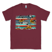 Burgundy serape cowhide sunflower background Classic Tee - AdoDesignShop