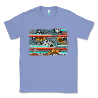 Colony Blue serape cowhide sunflower background Classic Tee - AdoDesignShop
