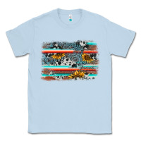 Dusty Blue serape cowhide sunflower background Classic Tee - AdoDesignShop