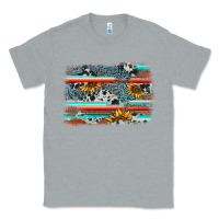 Heather Grey serape cowhide sunflower background Classic Tee - AdoDesignShop