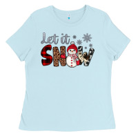 Baby Blue let it snow snowman Ladies Tee - JahusDesignShop
