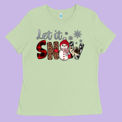 Let It Snow Snowman Ladies Tee Designed By Jahusdesignshop