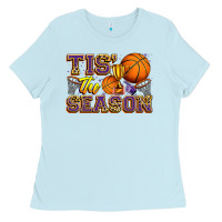 Baby Blue tis' the season basketball Ladies Tee - Zillion Design Studio