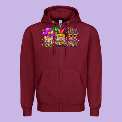 Mardi Gras Gnomies Cakes Flowers And Balloon Zipper Hoodie Designed By Bundleandbundleshop