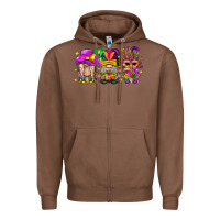 Chestnut Mardi Gras Gnomies Cakes Flowers And Balloon Zipper Hoodie - BundleAndBundleShop