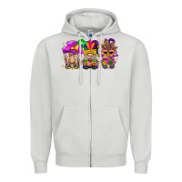 Dove Grey Mardi Gras Gnomies Cakes Flowers And Balloon Zipper Hoodie - BundleAndBundleShop