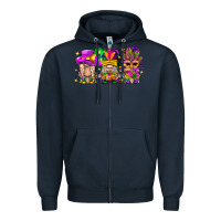 Navy Mardi Gras Gnomies Cakes Flowers And Balloon Zipper Hoodie - BundleAndBundleShop