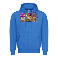 True Royal Mardi Gras Gnomies Cakes Flowers And Balloon Zipper Hoodie - BundleAndBundleShop