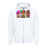 White Mardi Gras Gnomies Cakes Flowers And Balloon Zipper Hoodie - BundleAndBundleShop