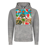 Cloud Rock tortoise watermelon beach seamless pattern Vintage Hoodie - BundleAndBundleShop