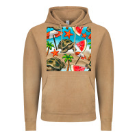 Vintage Camel tortoise watermelon beach seamless pattern Vintage Hoodie - BundleAndBundleShop