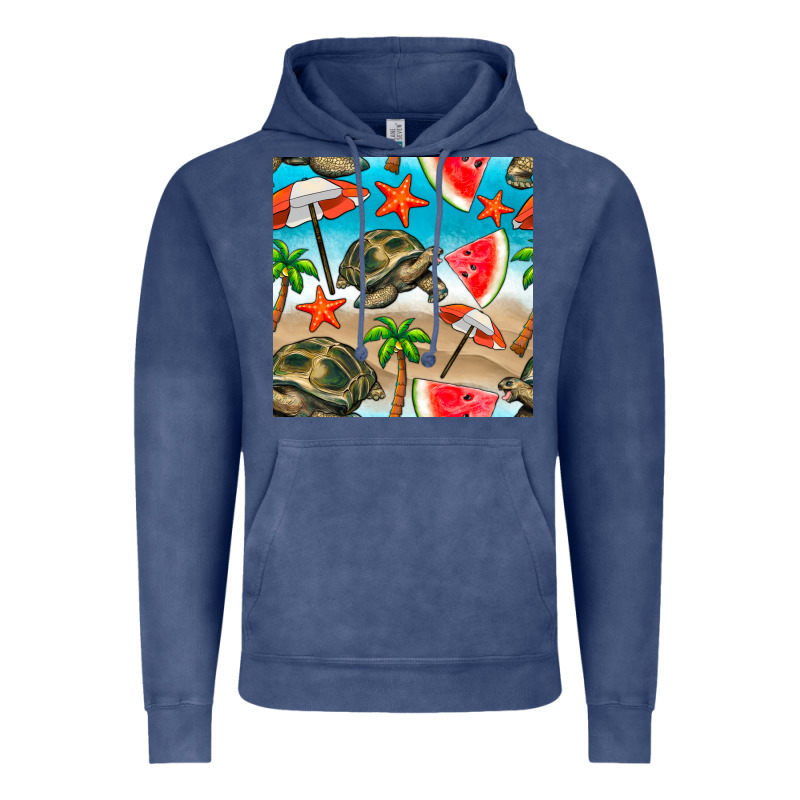 Tortoise Watermelon Beach Seamless Pattern Vintage Hoodie by BundleAndBundleShop | Teevron