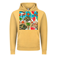 Vintage Mustard tortoise watermelon beach seamless pattern Vintage Hoodie - BundleAndBundleShop