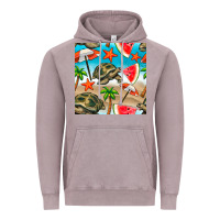 Vintage Zinc tortoise watermelon beach seamless pattern Vintage Hoodie - BundleAndBundleShop