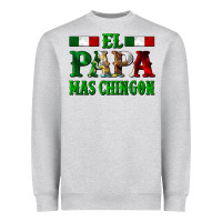Heather Grey El Papa Mas Chingon Mexican Heavyweight Sweatshirt - LillyAllenDesigns