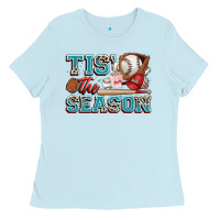 Baby Blue tis' the season baseball Ladies Tee - Zillion Design Studio