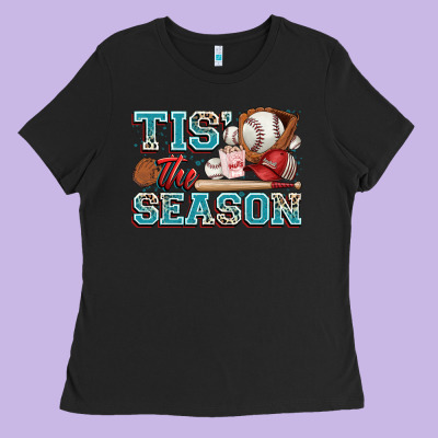 Tis' The Season Baseball Ladies Tee Designed By Zillion Design Studio