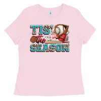 Bubblegum Pink tis' the season baseball Ladies Tee - Zillion Design Studio
