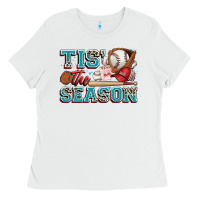 White tis' the season baseball Ladies Tee - Zillion Design Studio