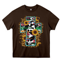 Chocolate Brown western cross Heavy Core Tee - RanaPortraitStore