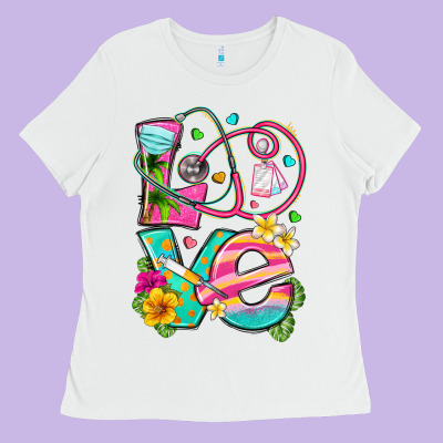 Love Summer Nurse Ladies Tee Designed By Texasbilliewilder