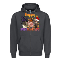 Smoke Happy Hallothanksmas Farm Animal Zipper Hoodie - BundleAndBundleShop
