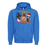 Happy Hallothanksmas Farm Animal Zipper Hoodie | Teevron