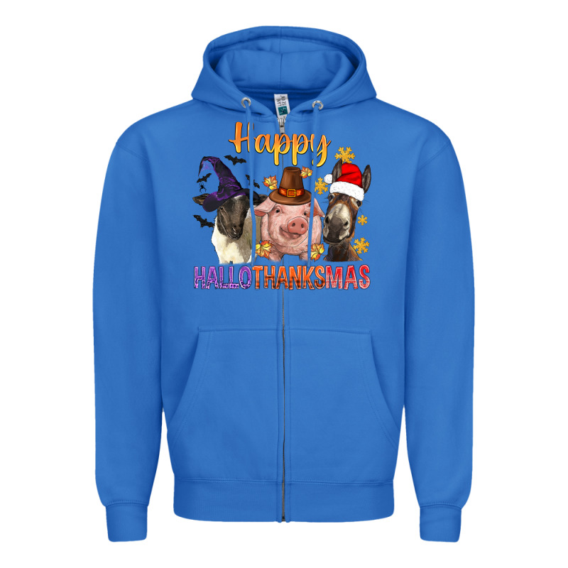 Happy Hallothanksmas Farm Animal Zipper Hoodie by BundleAndBundleShop | Teevron